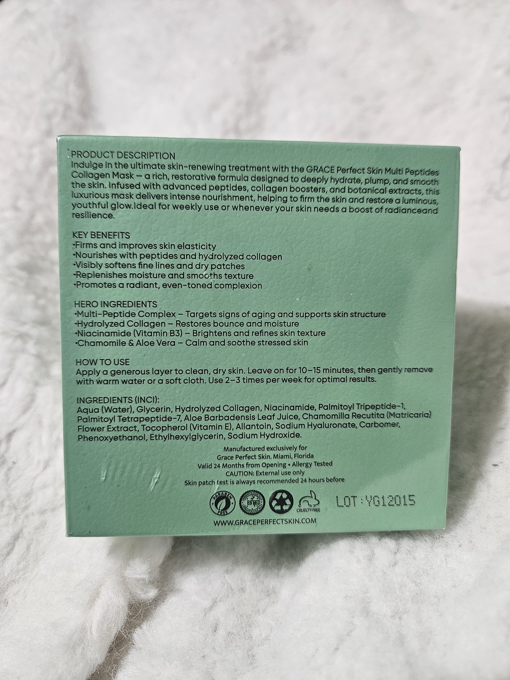 Grace Perfect Skin Multi Peptides Collagen Mask 2 oz NIB - Picture 3 of 4